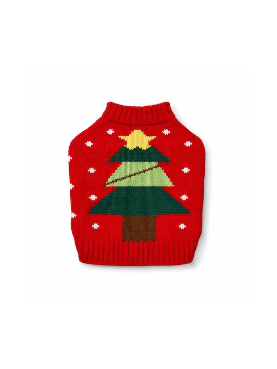 Christmas Knitted Sweater Small Dogs Tree Red