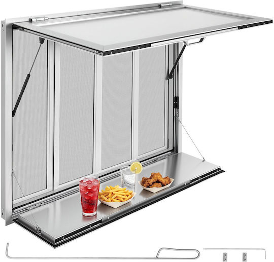 Vevor Concession Folding Window Shelf 1220x915mm Service Window Aluminum Alloy Food Truck Up To 85 Degrees 4 Sliding Windows Awning Door Tow Hook Water Resistant