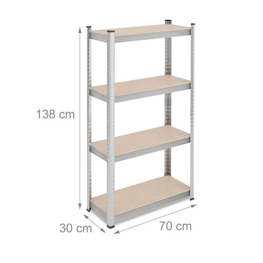 Relaxdays Raft Dexion Galvanizat 70x30x138 cm Cu 4 Rafturi
