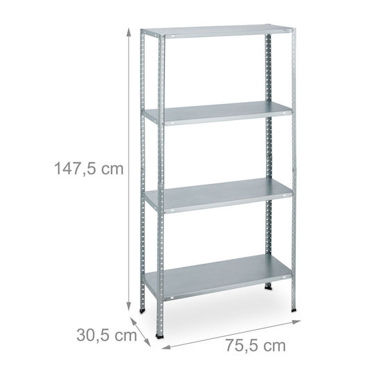 Relaxdays Dexions 75.5x30.5x147.5cm cu 4 Rafturi Rezistență Totală 640kg 2 Bucăți