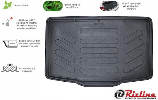 Car Mat Trunk 3D Raised Sides Rubber TPE Fiat 500L 2014+ Black Rizline