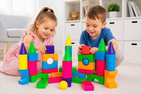 Hashtag Toys Cuburi de construit educative City Life pentru 3+ Ani 60 buc HTB1214