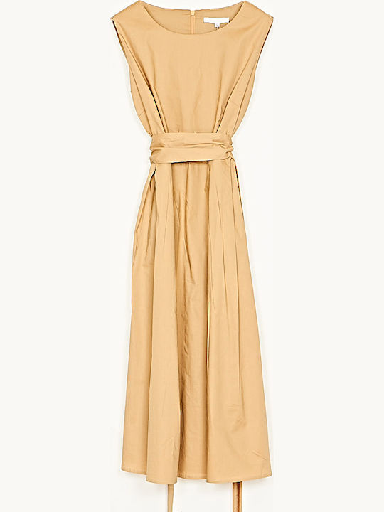 Summer Midi Shirt Dress Camel