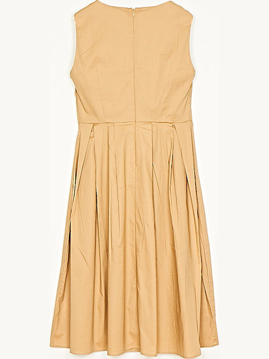 Summer Midi Shirt Dress Camel