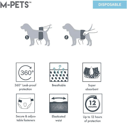 M-Pets Dog Panties for Incontinence Large 12pcs