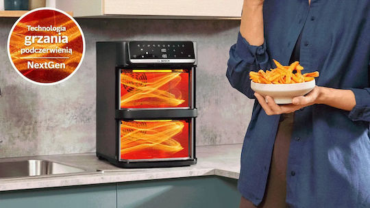 Bosch Mafd661b7 Heißluftfritteuse mit Doppeltem Abnehmbaren Behälter 12lt