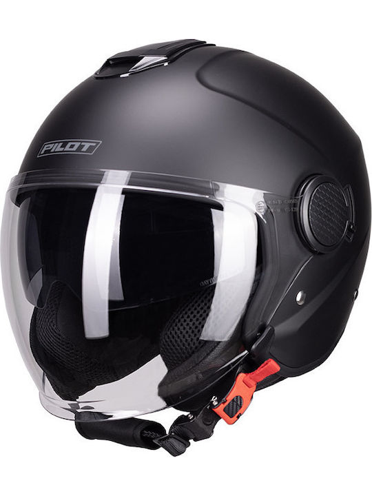Pilot Fly SV Черен мат Мотоциклетна каска Джет ECE 22.06 1300гр с Sunvisor