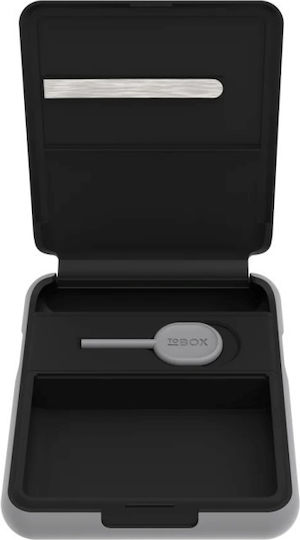 Tobox Тютюнева Кутия от Изкуствена Кожа с Бутон 11x9.3см Класически Сив