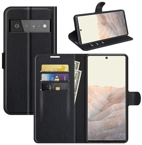 Support Base View Wallet Synthetic Leather Black (Google Pixel 6 Pro)