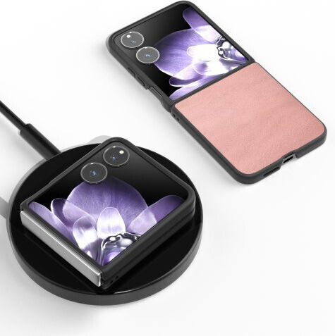 Σκληρή Λεπτή Θήκη Όψη Δέρματος Xiaomi Mix Flip 5g Ροζ