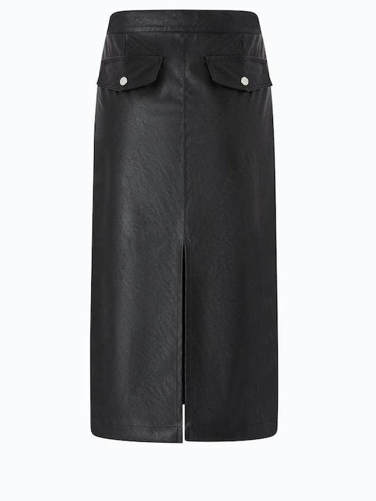 Leder Bleistift Damenrock Schwarz