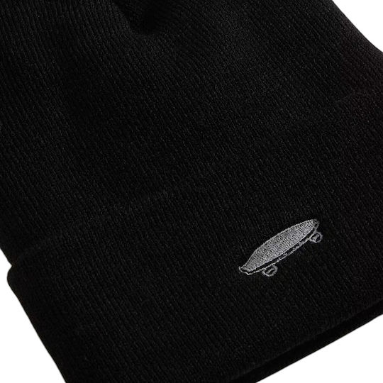 Tall Cuff Beanie Men's Knitted Beanie in Black Colour
