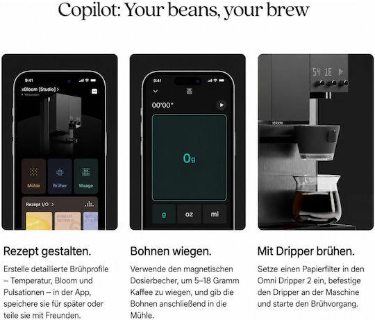 xBloom Studio Automatische Espressomaschine 1200W mit Mahlwerk Mint FW-02B-03EU