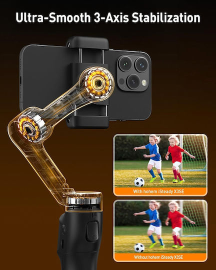 Hohem Isteady X3 Se Stabilizator Mecanic Automat Cu Stabilizare Pe 3 Axe Design Ușor Pliabil Compact Stabil Detașabil Telecomandă Durată A Bateriei De 11 Ore Ideal Pentru Vlogging Călătorii Negru