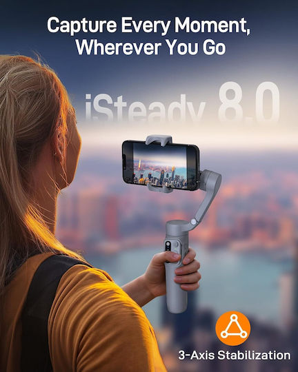 Hohem Isteady X3 Se Stabilizator Mecanic Automat Cu Stabilizare Pe 3 Axe Design Ușor Pliabil Compact Stabil Detașabil Cu Telecomandă Durata Bateriei De 11 Ore Ideal Pentru Vlogging Călătorii Gri