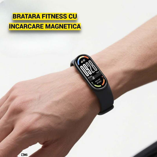Brățară Fitness Smart Band 9 Siks Funcție de Monitorizare a Somnului Antrenament Măsurarea Ritmului Cardiac Saturația Pulsului Calorii Pedometru Sport Bluetooth Încărcare Magnetică Ecran Amoled Negru