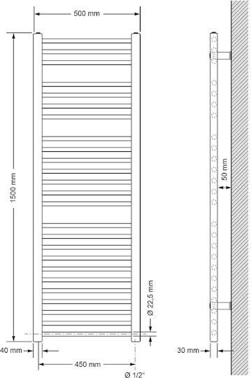 LuxeBath Електрическа кърпена сушилня 900W 150x50cm Бяла