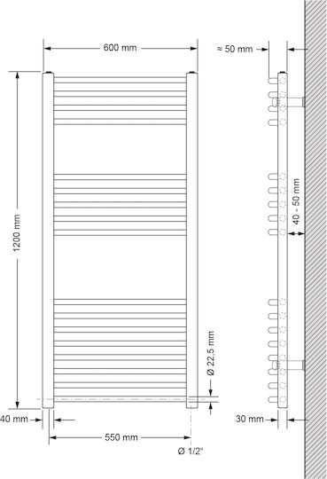 LuxeBath Radiator electric pentru prosoape 900W 120x60cm Albă