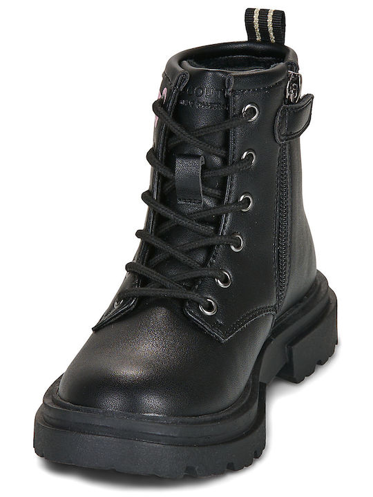 Leder Kinderstiefel mit Reissverschluss Schwarz