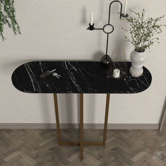 Consolă din Lemn și Marmură Black Marble L90xL29.6xÎ75cm
