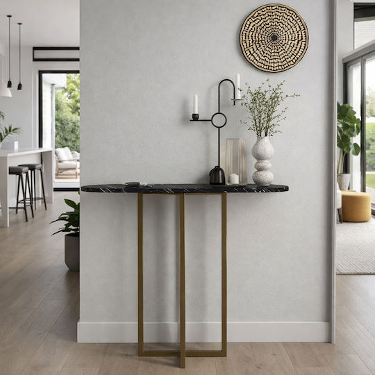 Consolă din Lemn și Marmură Black Marble L90xL29.6xÎ75cm