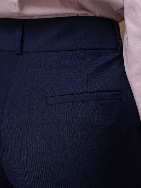 Jessie Pantalon Dama Înaltă Tesătură În Linia Tapered Albastru Marin