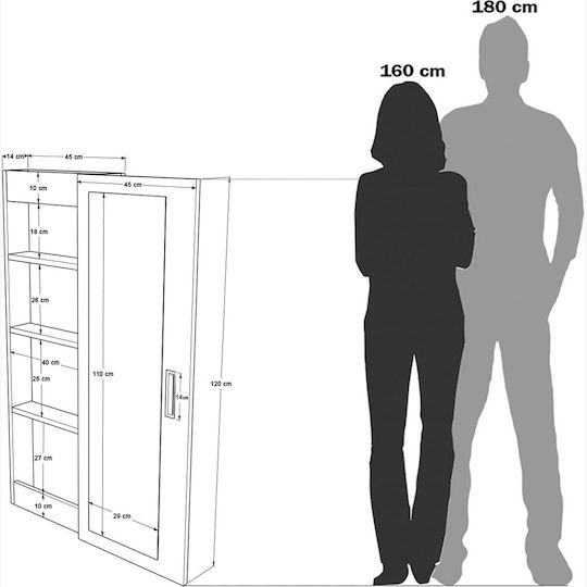 UnicUtil Coloană de baie de perete M44xA15xÎ120cm Albă