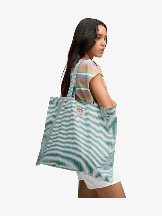Oxford Stripe Stoff Damen Handtasche Türkis