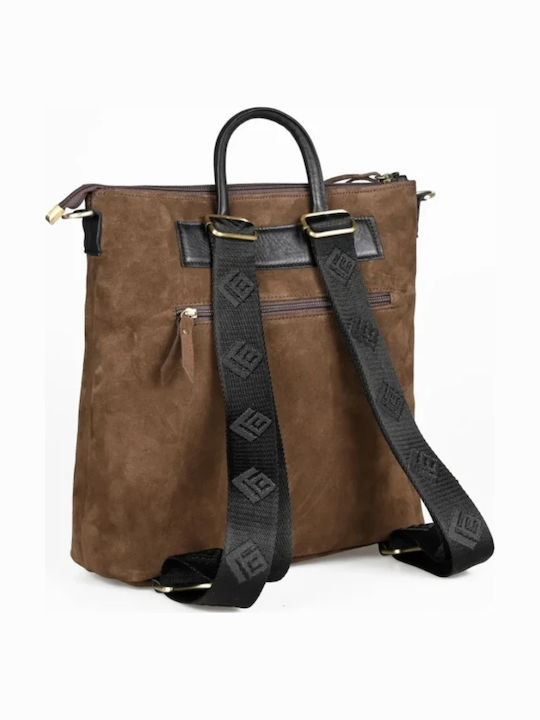 Leather Women's Backpack Suede Brown