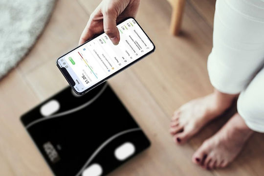 Tanita Smart Badezimmerwaage 180kg mit Körperfettmessung & Bluetooth Schwarze