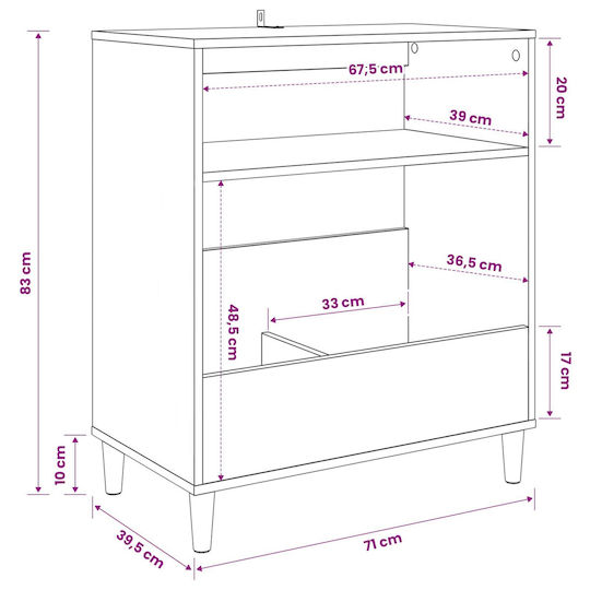 vidaXL Sonoma Hi-Fi Möbel Braune 39.5x71x83cm