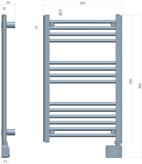 Camry Radiator electric pentru prosoape 600W 90x50cm Negru