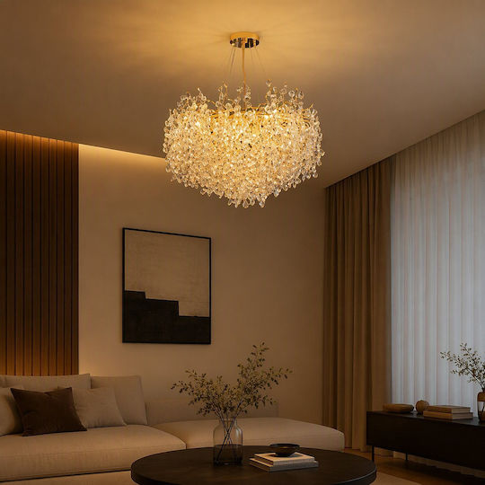 Adjustable Gold Ceiling Light with Crystals for G9 Socket