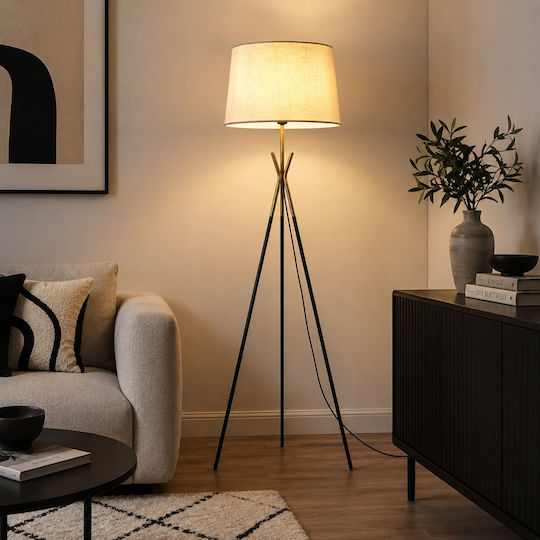 Artekko Floor Lamp Y155xH51cm with E27 Lamp Bulb Base Black