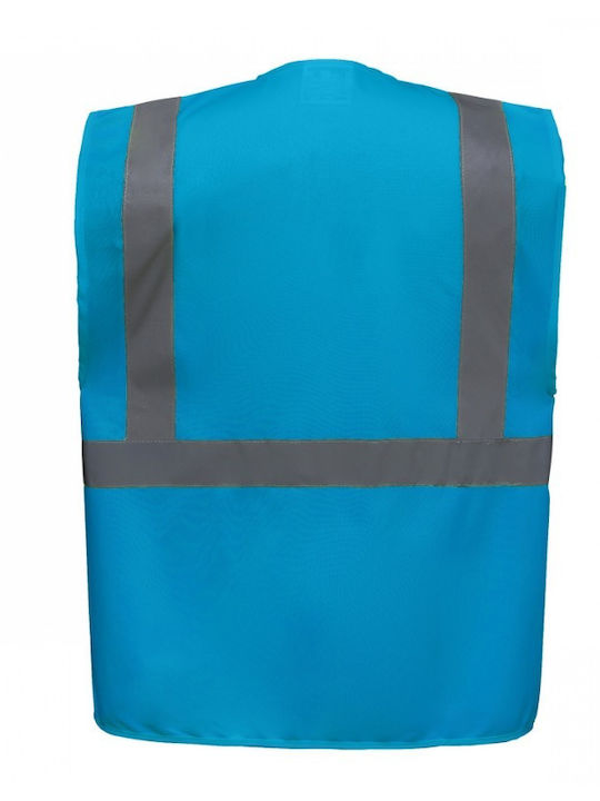 Yoko Hvw801 Men's Work Vest with Reflective Tapes Light Blue