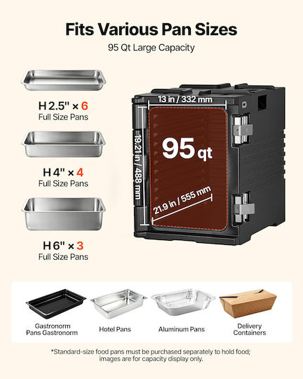 Vevor Commercial Food Container Stainless Steel 90lt