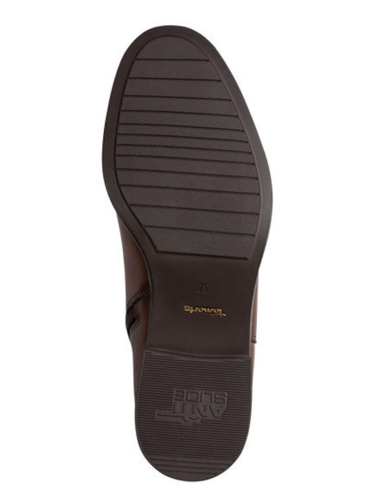 Leder Damen Stiefeletten Tabac Braun