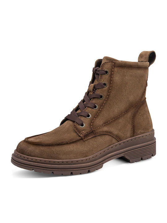 Leder Damen Kampfstiefel Tabac Braun