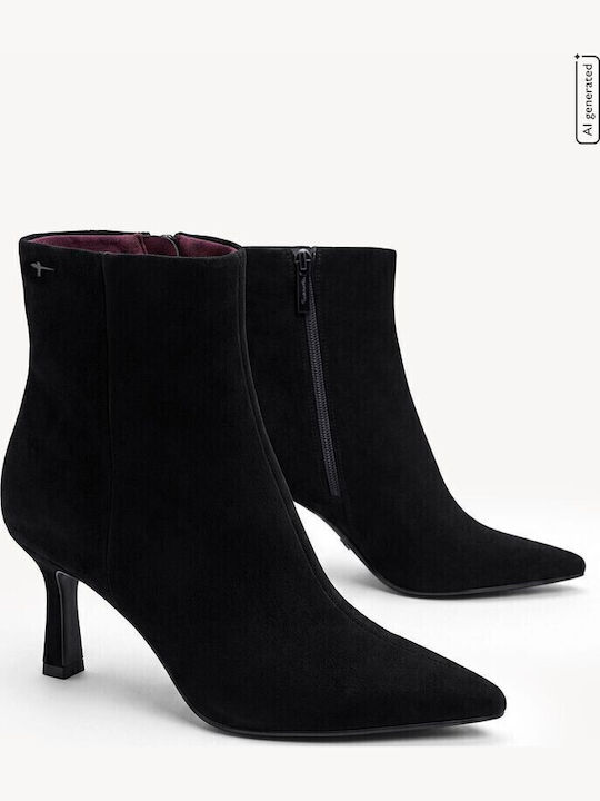 Wildleder Stiefeletten Damen mit Absatz Schwarz