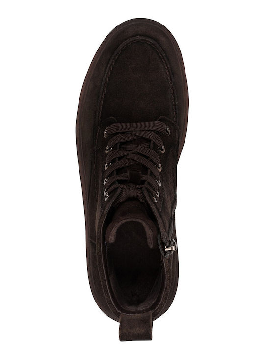 Leder Damen Kampfstiefel Braun
