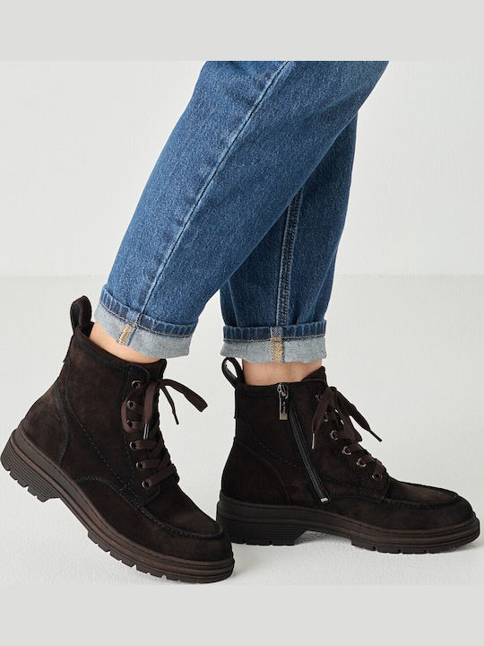 Leder Damen Kampfstiefel Braun