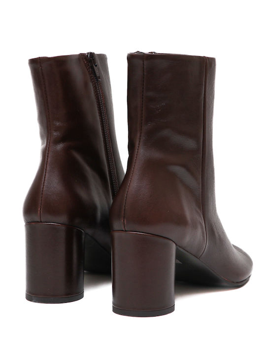 Leder Damen Stiefeletten Ankle Boots Mit Absatz Braun