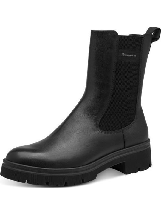 Leder Damen Stiefeletten Schwarz