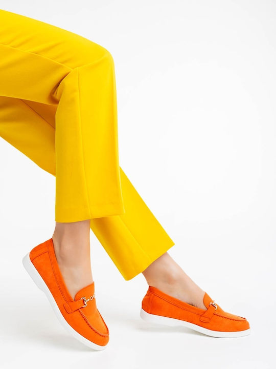 Loafers Dama Din Piele În Culoare Portocalie