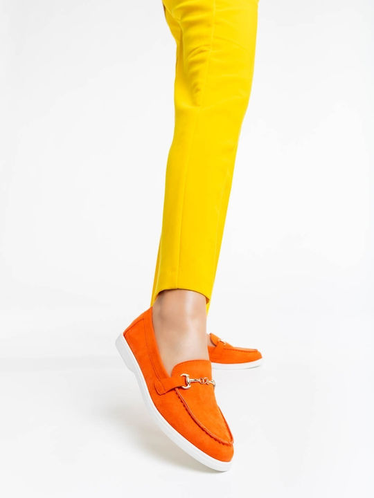 Loafers Dama Din Piele În Culoare Portocalie