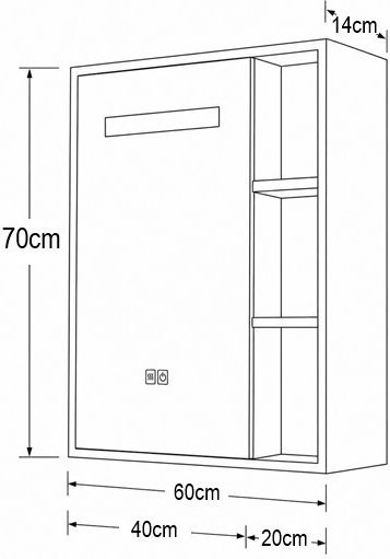 Phoebe Bathroom Mirror Led Touch with Shelf & Cabinet 60x70cm Black