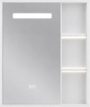 Phoebe Oglindă De Baie Rectangulară Led Atingere Cu Raft Și Dulap 60x70cm Albă