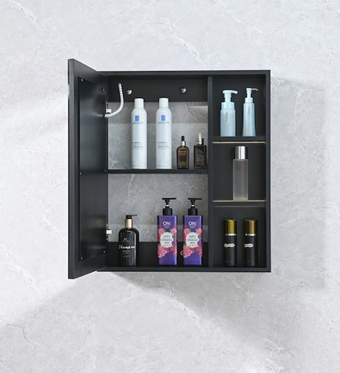 Phoebe Bathroom Mirror Led Touch with Shelf & Cabinet 60x70cm Black