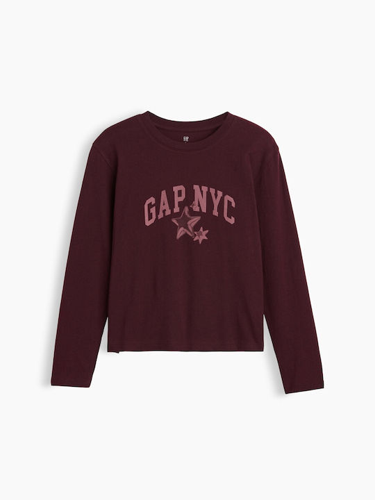 Bluză Pentru Copii Cu Mâneci Lungi Bordeaux Logo Logo