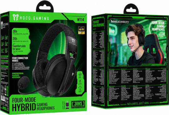 Hoco W114 Безжични Надушници Гейминг Слушалки със Свързаност Bluetooth / USB
